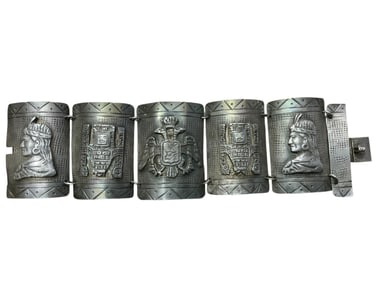 Sterling Silver (925) Peru Peruvian Tribal Storyteller Panel Bracelet