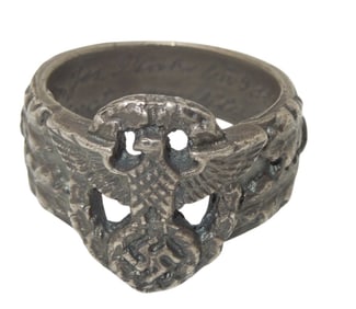 WWII German Police Military Silver Engraved Named Ring