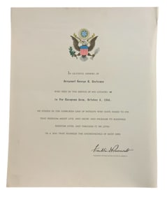 WWII 1944 Army Killed In Action Named 45th Infantry Division Document