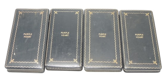 Lot (4) WWII US Army AAF Purple Heart Medal Boxes