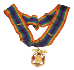 Original WWI - WWII US Military Order Of The World Wars MOWW Neck Medal