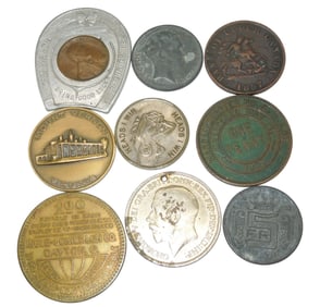 1800s - WWII Coins Currency Good Luck Tokens