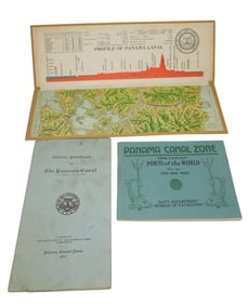 1913 -20s Panama Canal Zone Profile Map Handbook & Ports Book