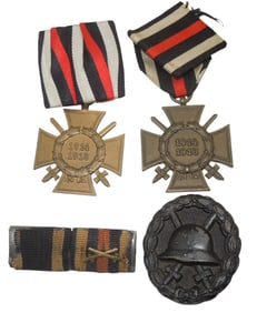 WWI German Military Wound Badge & Hindenburg Cross Medals Ribbons