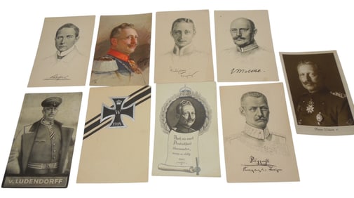 Lot (9) WWI German Military Post Cards Kaiser Wilhelm General Ludendorff