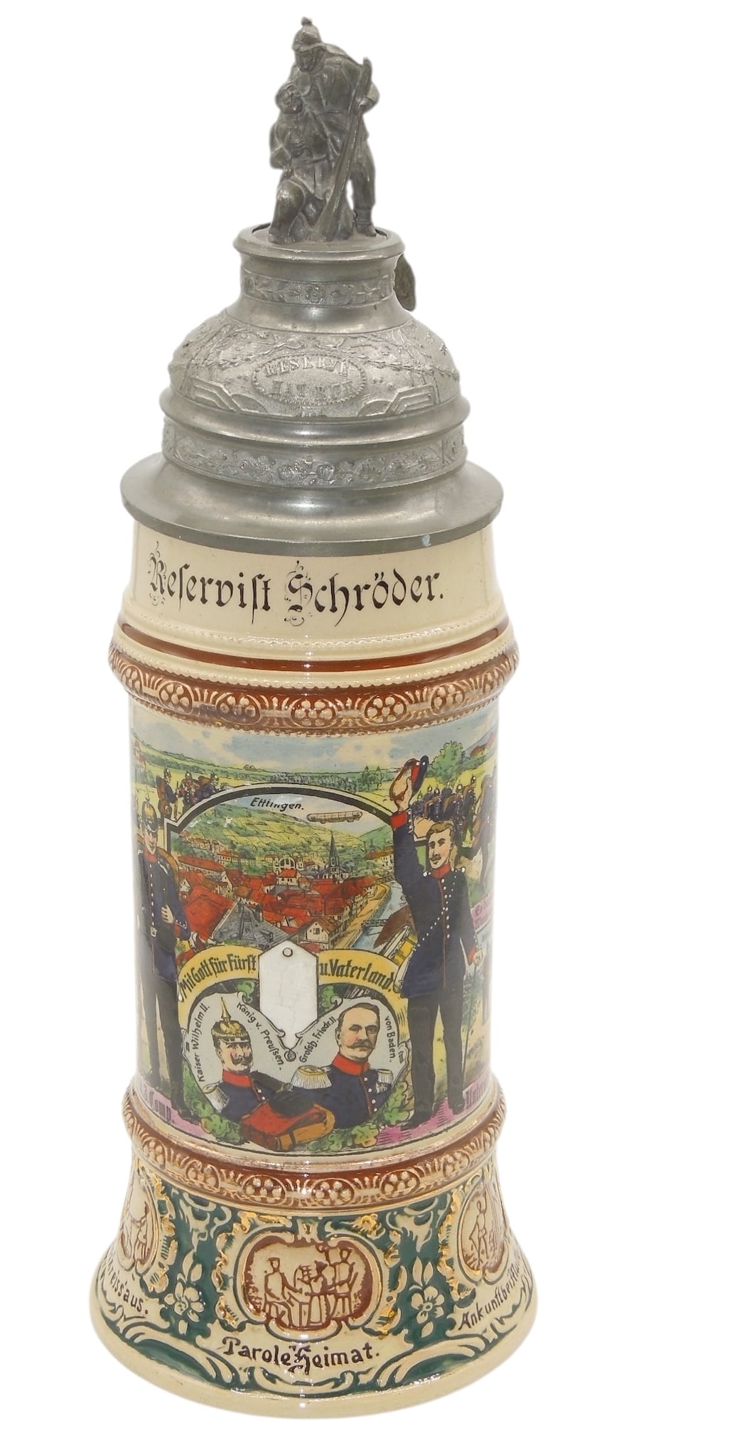 WWI German Bavarian Named Regimental Soldier Stein (1 of 10)