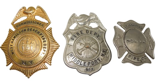 Lot (3) Fire Department Badges W. Hamilton Beach, NY Middleport