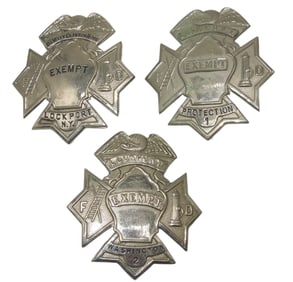Lot (3) Fire Department Badges Lockport, New York