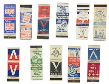 WWII Era War Bonds Victory Home Front Matchbook Covers Lot (11)