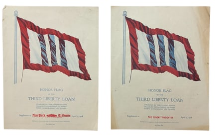 WWI Era 3rd Third Liberty Loan Honor Flag Award Lot (2)