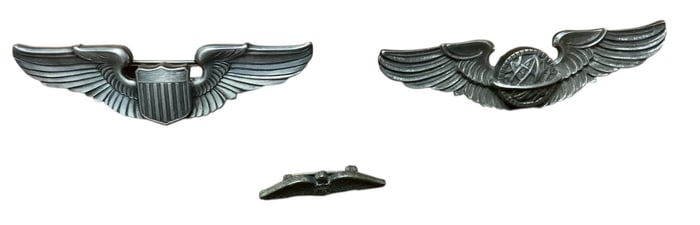 WWII Era Army Air Forces Pilot, Navigator & AAF Civilian Instructor Wings Lot (3)
