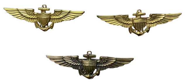 WWII Era USN Navy Aviator Wings Lot (3)