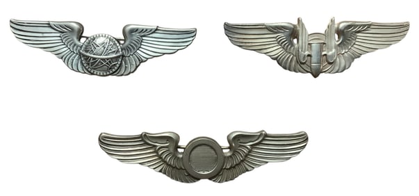 WWII Era Army Air Corps Navigator, Aerial Gunner, Observer Wing Lot (3)