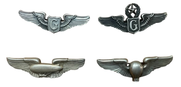 Post WWII Army Air Corps Airship, Balloon, Glider, Unknown Glider Pilots Wings Lot (4)
