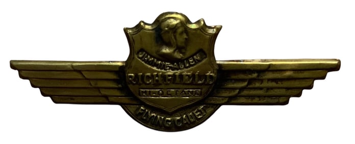 1930s Jimmie Allen Flying Cadet Richfield Hi-Octane Gasoline Radio Premium Brass Wing Pin