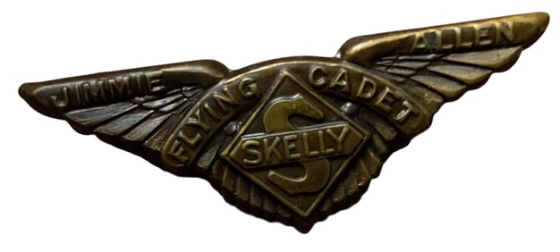 1930s Jimmie Allen Skelly Flying Cadet Wings Badge Brass Pin