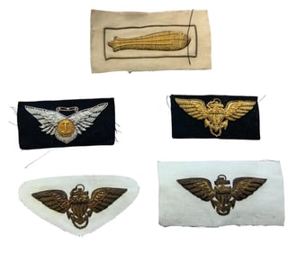 WWII Era Navy Naval Aviator Pilot, Observer, Airship Bullion Wings Badges Lot (5)