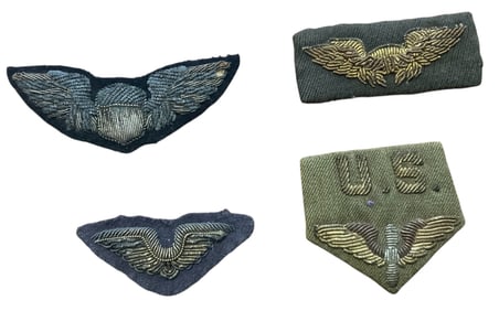WWI-WWII Era Pilot, Army Air Corps Officer Insignia Bullion Lot (4)