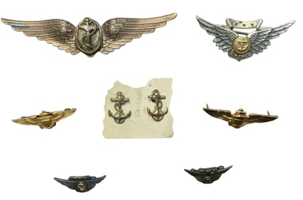 WWII Era USN Navy Naval Wing & Insignia Lot (8)