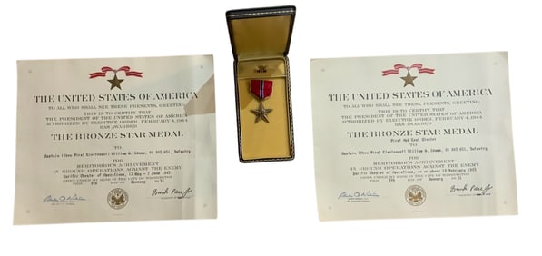 WWII 1945 Pacific Army Infantry Bronze Star Medal BSM & Named Award Certificates