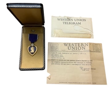 WWII Army Infantry Wounded In Action WIA Purple Heart & Letter Named Group