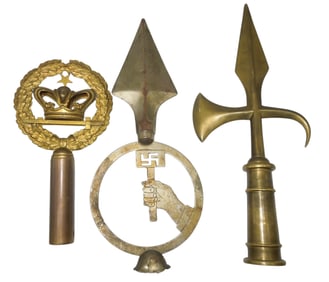 Lot (3) Vintage Military Flag Pole Toppers Civil War German European