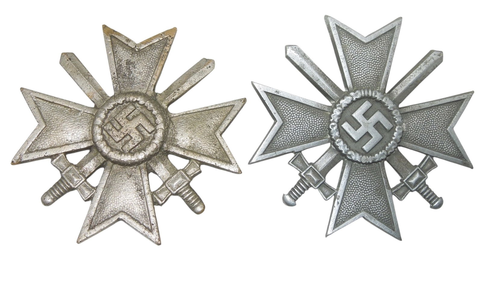 Lot (2) WWII German Military War Merit 1st Class Badges: Lot as shown. Both pins are broken.