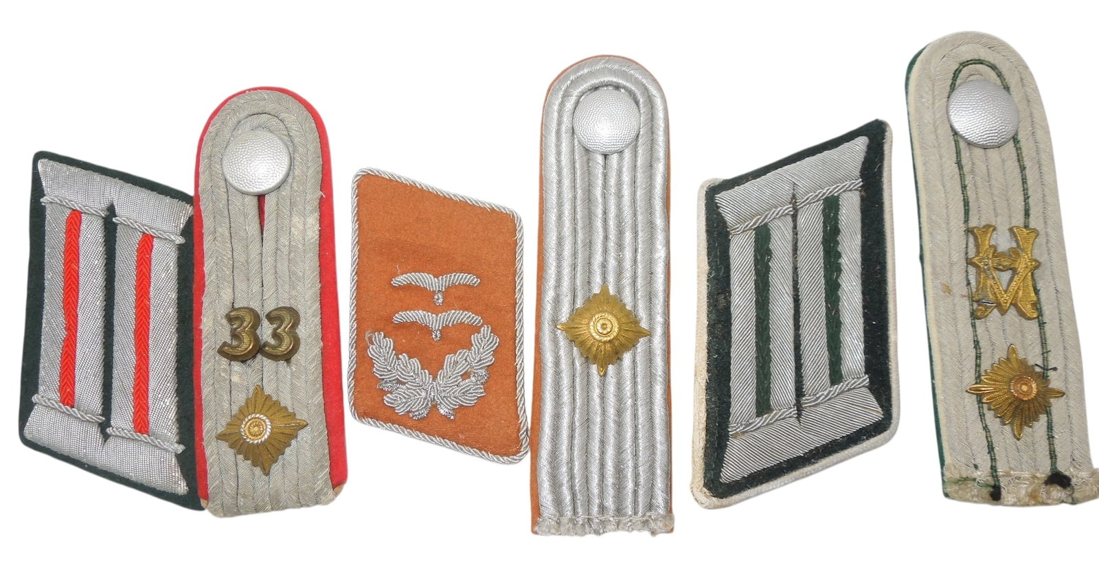 WWII German Army Heer & Luftwaffe Shoulder Boards & Tabs: Lot as shown.
