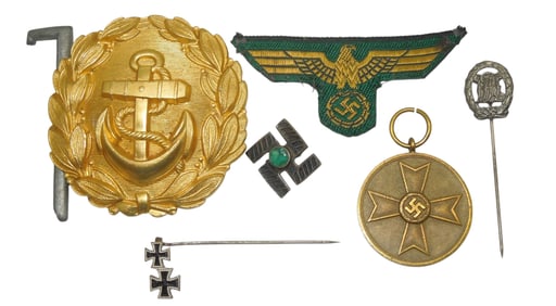 WWII German Military Belt Buckle Eagle Medal DRL Iron Cross Lot