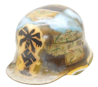 WWII German Souvenir Painted Afrika Korps Military Helmet