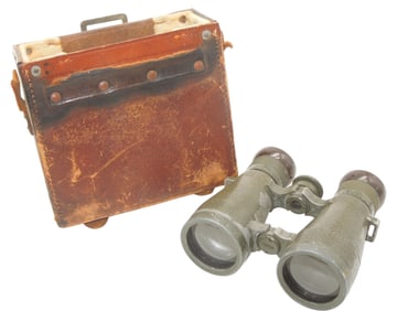 WWI German Fernglas Berlin Binoculars & Case
