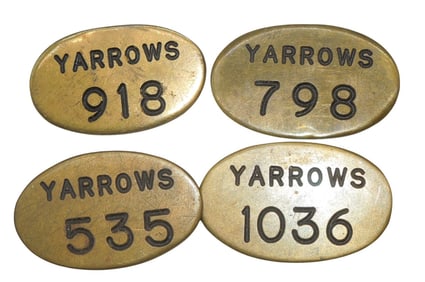 WWII British Yarrows Ship Building Yard Factory Worker Badges Pins