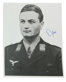 WWII German Erich Beine Paratrooper Knights Cross Signed Photo