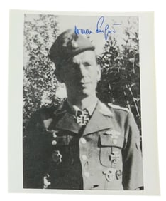 WWII German Luftwaffe Fighter Ace Hermann Buchner Knights Cross Signed Photo