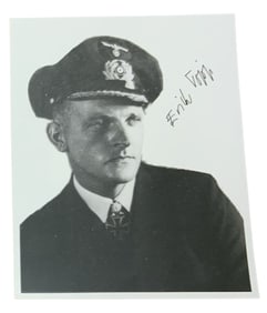 WWII German U-Boat Commander Erich Topp Signed Photo Knights Cross