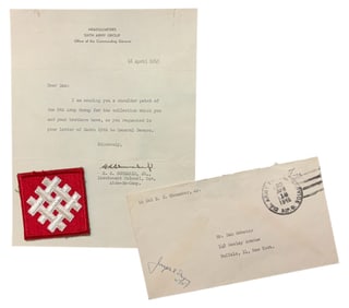 WWII 1945 6th Sixth Army Signed Letter & Patch