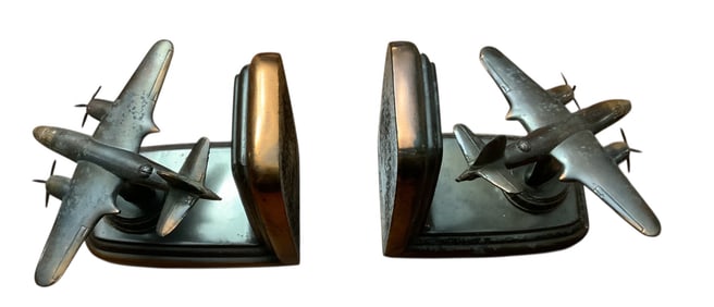 WWII Army Air Corps B-26 Marauder Bomber Aircraft Metal Bookends