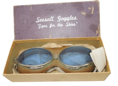 WWII US Military AAF Aviator Seesall Goggles Eyes For the Skies & Box