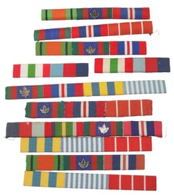 WWII - Korean War British & Canadian Medal Ribbon Bars Lot