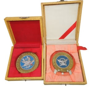 1960s South Korean Air Force Table Medal Coins & Boxes General
