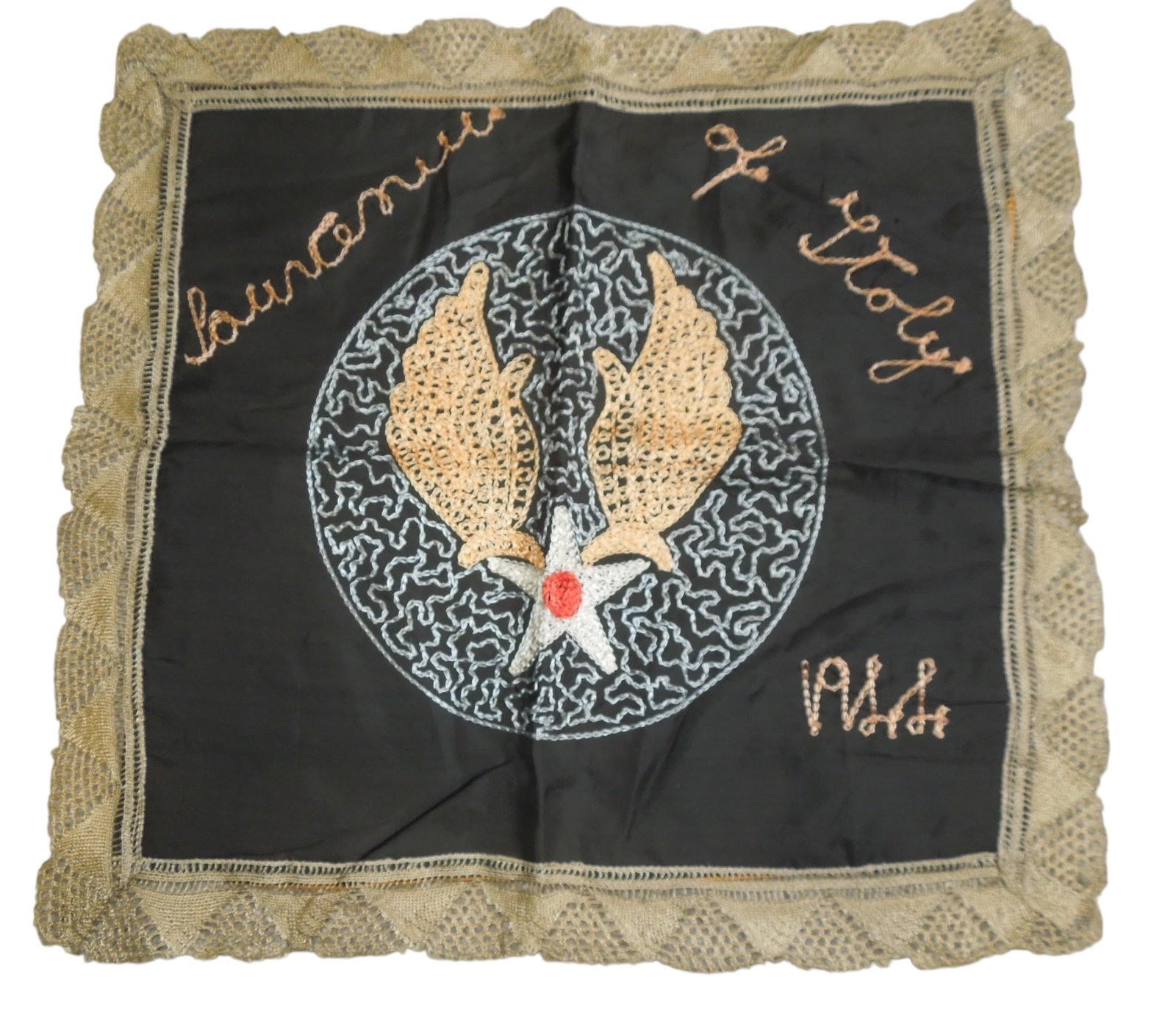 1944 Souvenir of WWII Italy Army Air Force Silk Handkerchief (1 of 5)