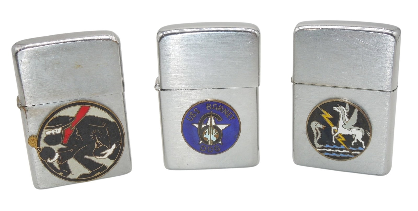 Lot (3) Vietnam War Zippo Lighters USS Barney 129th USAF Rescue Squadron (1 of 8)