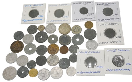 Lot 1920s - WWII German French & European Coins