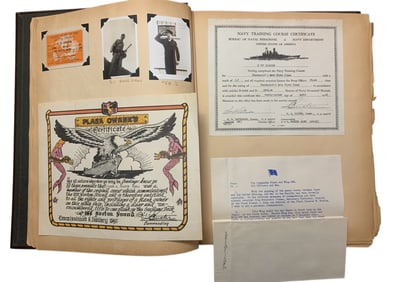 WWII Navy PTO Scrapbook USS Norton Sound: Photos Certificates Commendations plus more