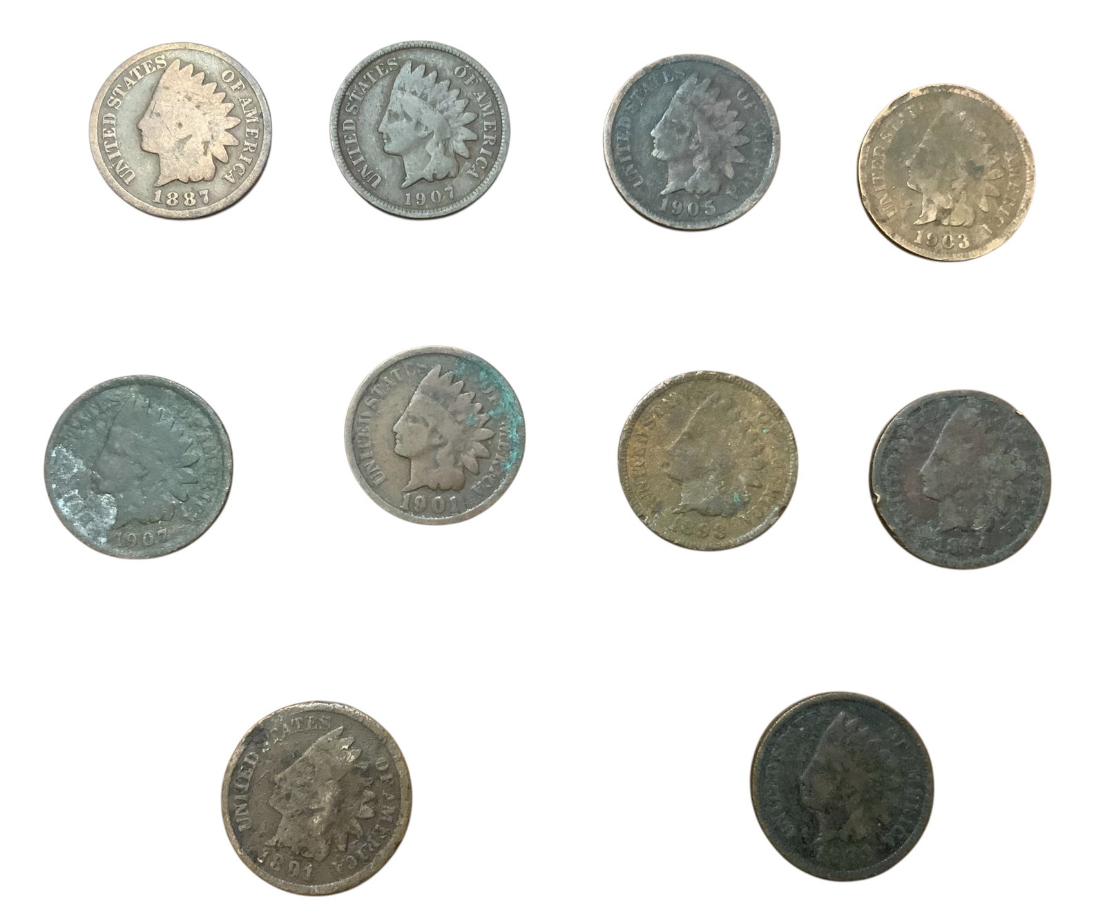Indian Head Penny Lot (10) #10 (1 of 2)