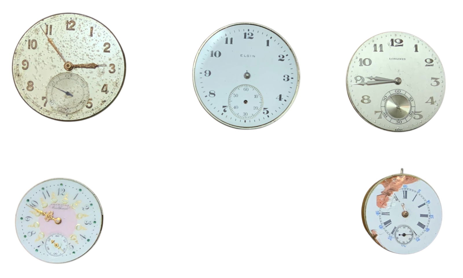 Unresearched Watches (5) Lot Agassiz, Elgin, Longines, American Waltham, (?) (1 of 6)