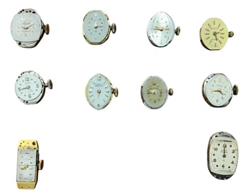 Unresearched Watches Lot Girard Elgin (2), Bulova Gruen Glycine Longines Geneve Louvic Hamilton