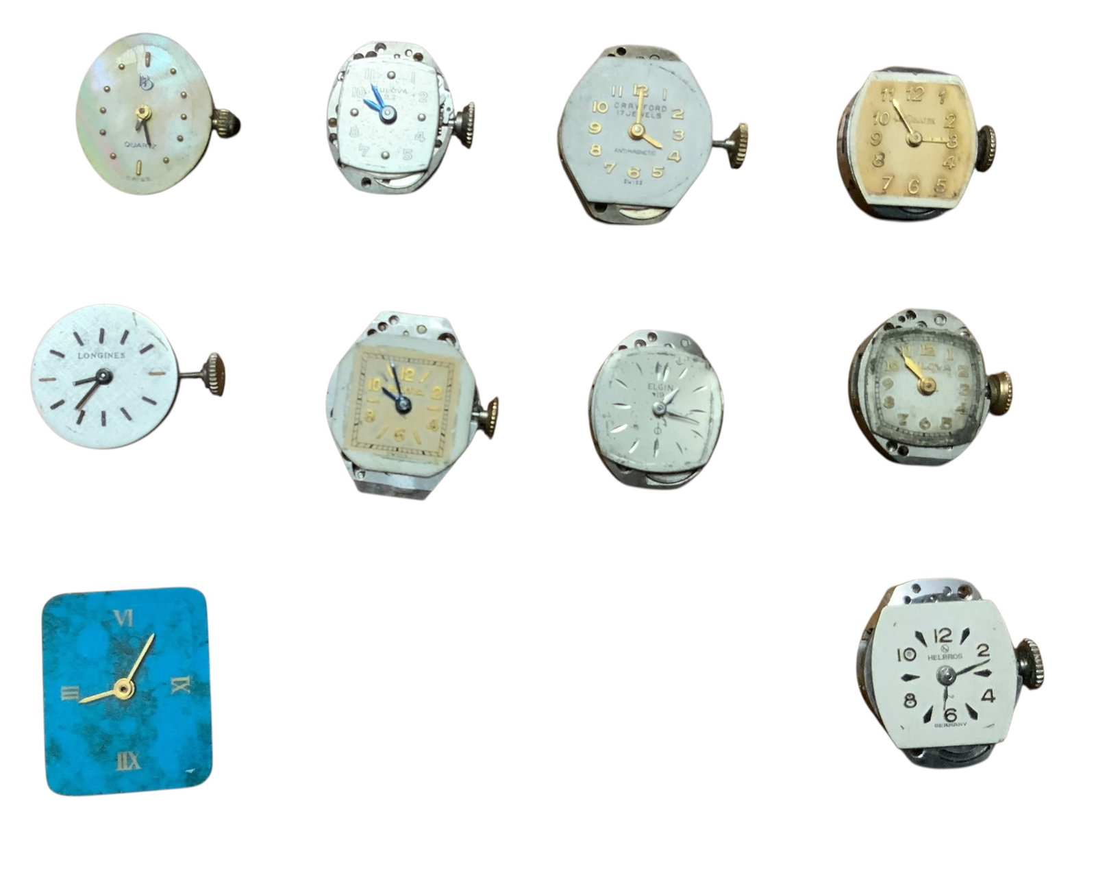 Unresearched Watches Lot Helbros, Le Coultre, Boluva (3), PP, Longines, Elgin, Crawford, (?) (1 of 6)