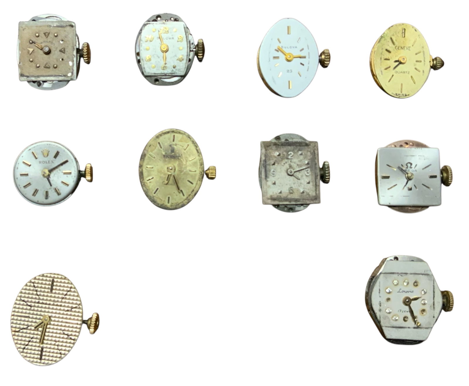 Unresearched Watches Lot Mathey Louvic Geneve Boluva (2), Vicence Omega Rolex Hamilton Elgin (1 of 6)
