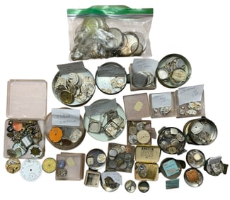 HUGE Vintage Watch Movement & Parts Lots Gruen Elgin Boluva Hamilton plus more